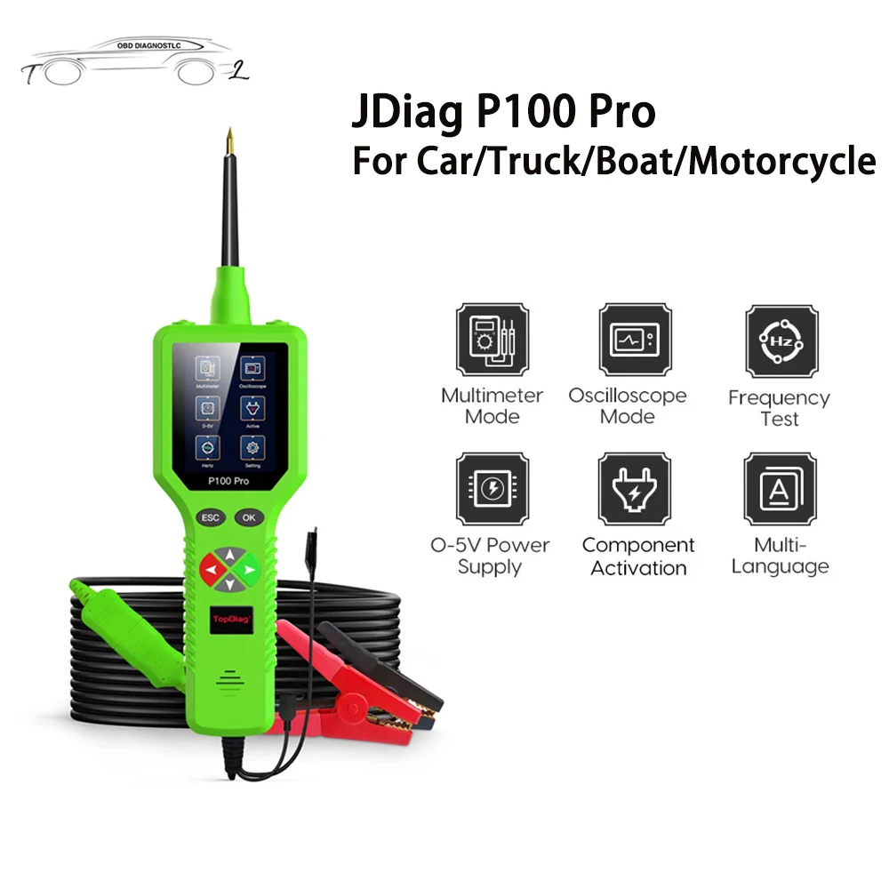 JDiag P100 Pro Car Circuit Tester Analyzer Kit Truck Boat Motorcycle Electrical System Oscilloscope Diagnostic Scan Tool PK P200
JDiag P100 Pro Car Circuit Tester Analyzer Kit Truck Boat Motorcycle Electrical System Oscilloscope Diagnostic Scan Tool PK P200