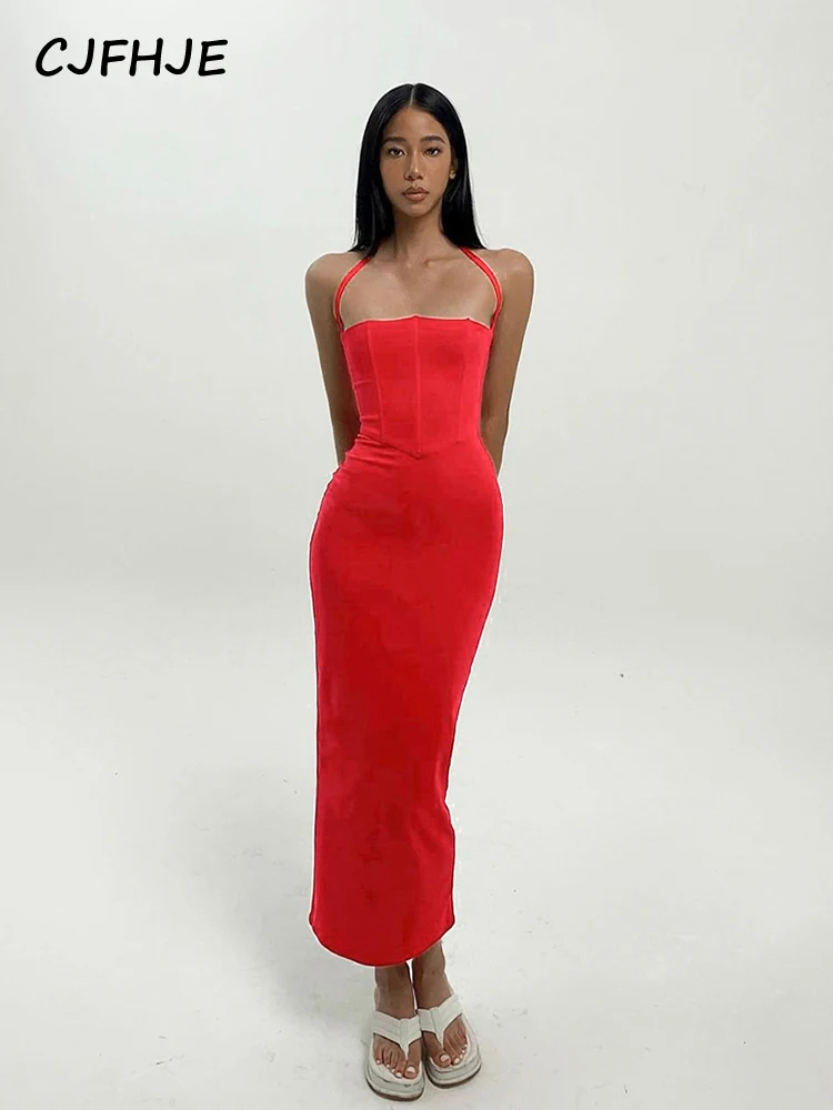 CJFHJE Halter Sleeveless Solid Slim with Inner Corset Sexy Dress 2022 Summer Women Party Y2K Concise Bodycon Elegant Clothing
CJFHJE Halter Sleeveless Solid Slim with Inner Corset Sexy Dress 2022 Summer Women Party Y2K Concise Bodycon Elegant Clothing