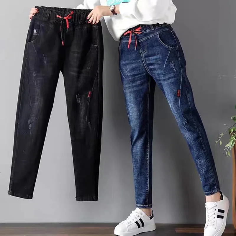 Dark Blue Jeans Women Spring And Autumn 2022 New Elastic High Waist Lace Pocket Harem Pants Loose Thin Trousers Female
Dark Blue Jeans Women Spring And Autumn 2022 New Elastic High Waist Lace Pocket Harem Pants Loose Thin Trousers Female