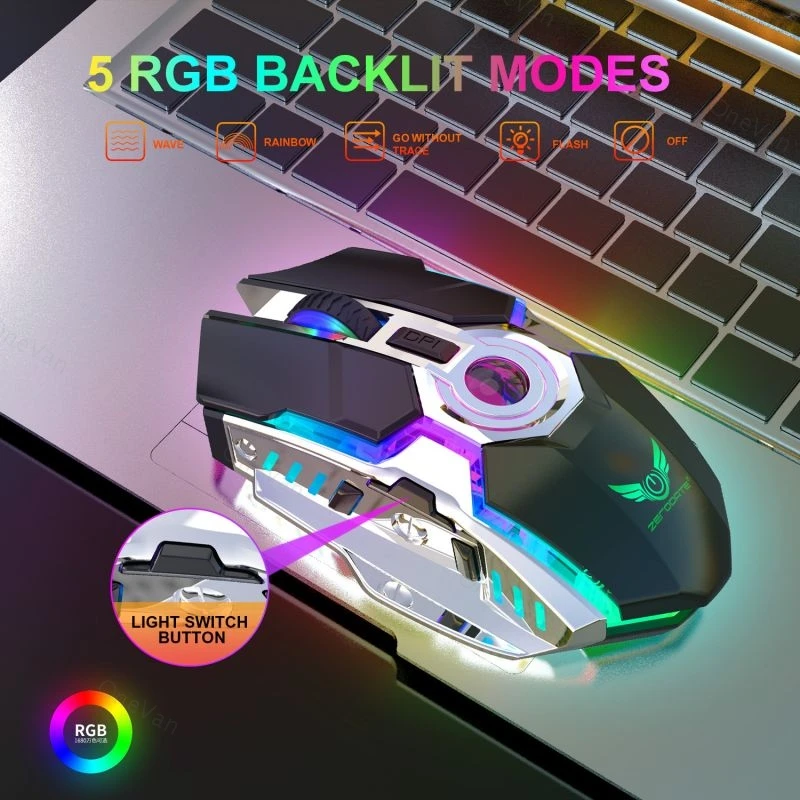 Luminous Mouse Professional gaming mouse RGB ABS Material Mechanical feel 2.4G Wireless Mouse Ergonomic Rechargeable
Luminous Mouse Professional gaming mouse RGB ABS Material Mechanical feel 2.4G Wireless Mouse Ergonomic Rechargeable
