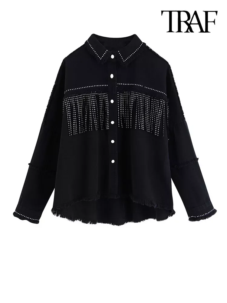TRAF Women Stylish Tassel Beaded Oversized Denim Jacket Coat Vintage Fashion Long Sleeve Frayed Trim Outerwear Chic Loose Tops
TRAF Women Stylish Tassel Beaded Oversized Denim Jacket Coat Vintage Fashion Long Sleeve Frayed Trim Outerwear Chic Loose Tops
