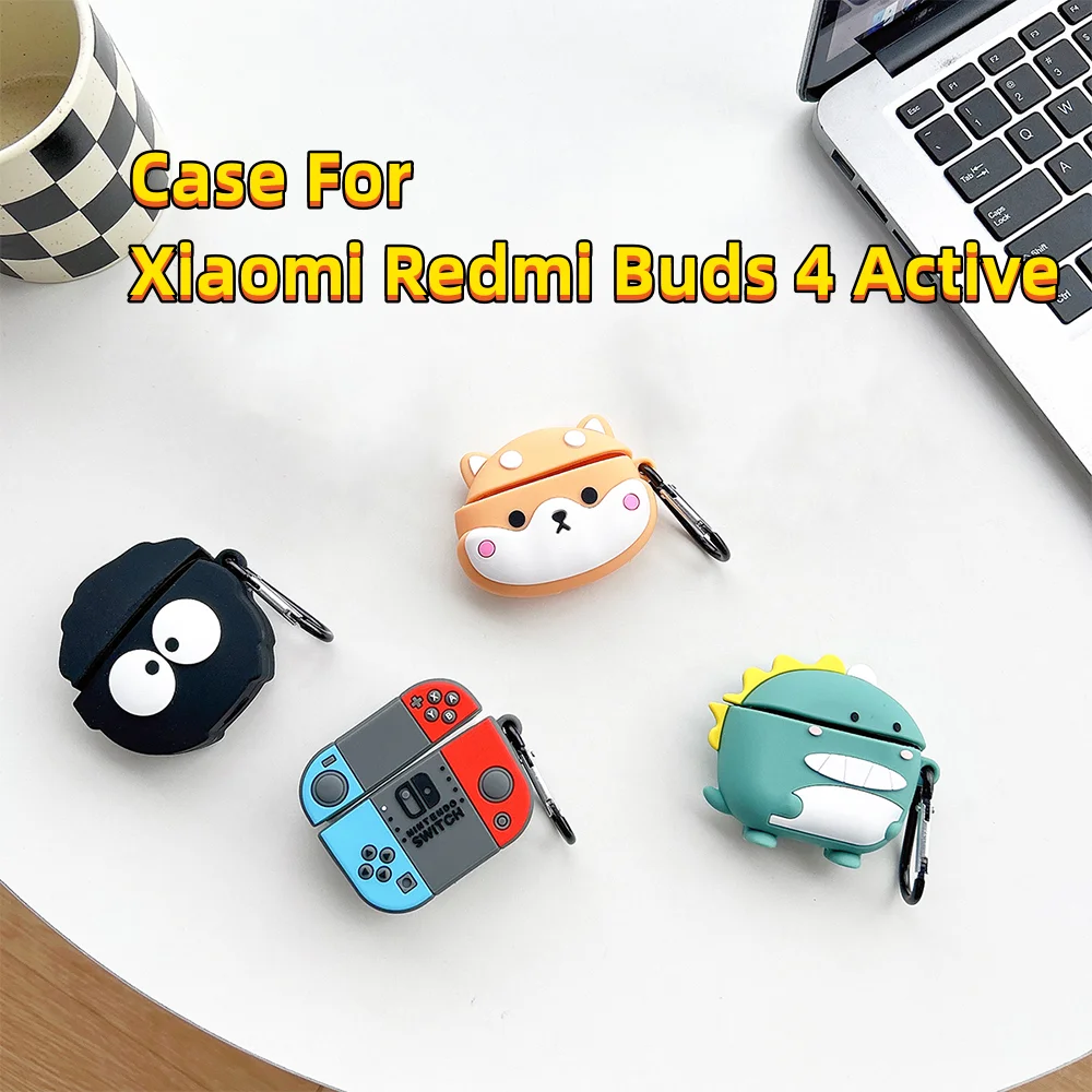 

3D чехол для наушников XiaoMi Redmi Buds 4, беспроводные наушники для активного отдыха, милый 3D мультяшный силиконовый чехол, зарядный бокс, противоударный чехол
