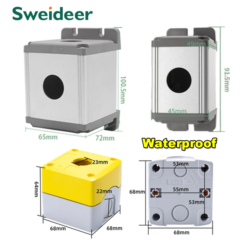 Metal Plastic Push Buttons Box Aluminium Plastic Control Box 1 Hole Waterproof for 16MM/22mm Power Electrical Distribution
Metal Plastic Push Buttons Box Aluminium Plastic Control Box 1 Hole Waterproof for 16MM/22mm Power Electrical Distribution