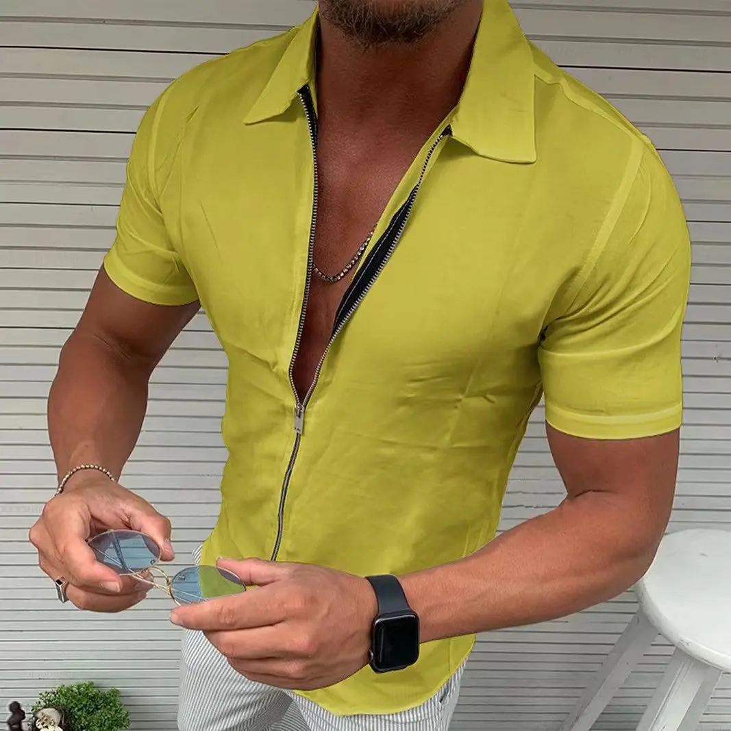 2022Pure Color T Shirt Mens Zipper Short Sleeve Shirts Summer Men Clothing Streetwear Fit T-shirts Turn Down Collar Tshirts Tops
2022Pure Color T Shirt Mens Zipper Short Sleeve Shirts Summer Men Clothing Streetwear Fit T-shirts Turn Down Collar Tshirts Tops