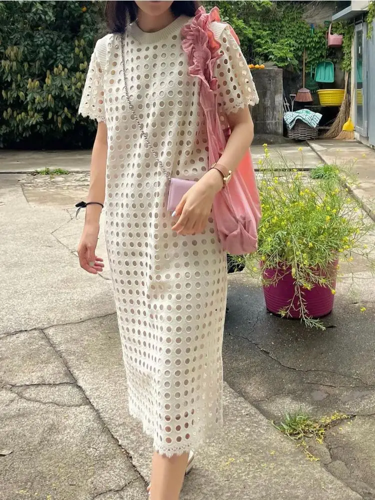 Korean Style Hollow Loose Sexy Chiffon Women's Summer Fashion Dresses White Elegant Mini O-Neck Mid Length Short Sleeve Clothing
Korean Style Hollow Loose Sexy Chiffon Women's Summer Fashion Dresses White Elegant Mini O-Neck Mid Length Short Sleeve Clothing