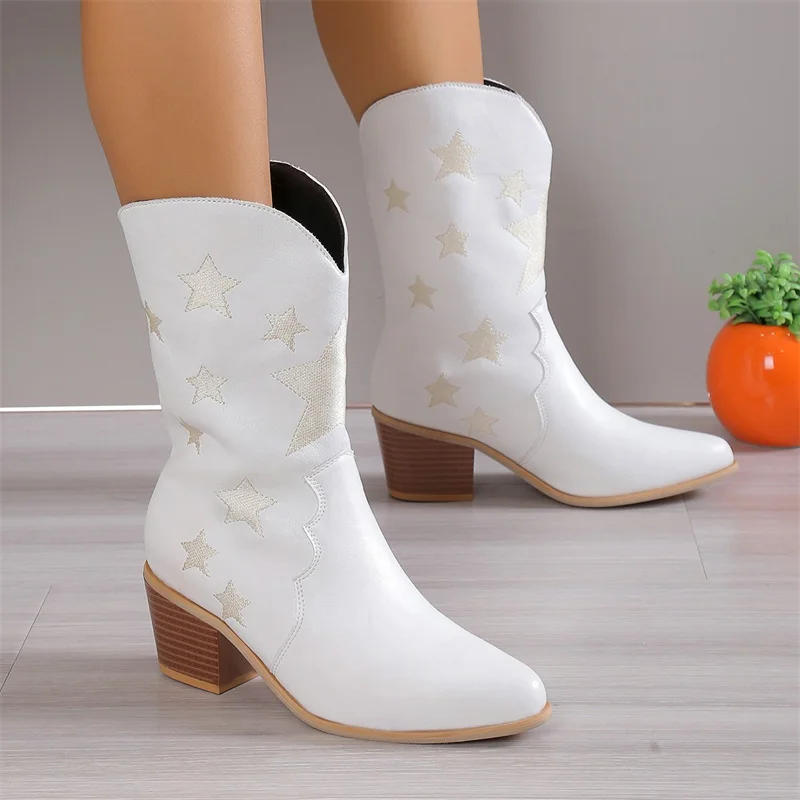 IPPEUM Star Cowboy Boots White Country Western Women Mid Calf Black Cowgirl Shoes
IPPEUM Star Cowboy Boots White Country Western Women Mid Calf Black Cowgirl Shoes