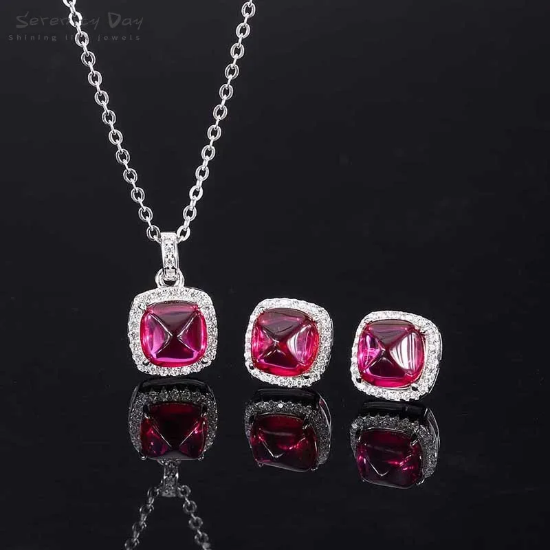 Serenity Day Classic Ruby Gemstone Pendant Necklace Studs Earrings Jewelry Sets for Women 925 Sterling Silver Wedding Jewelry
Serenity Day Classic Ruby Gemstone Pendant Necklace Studs Earrings Jewelry Sets for Women 925 Sterling Silver Wedding Jewelry