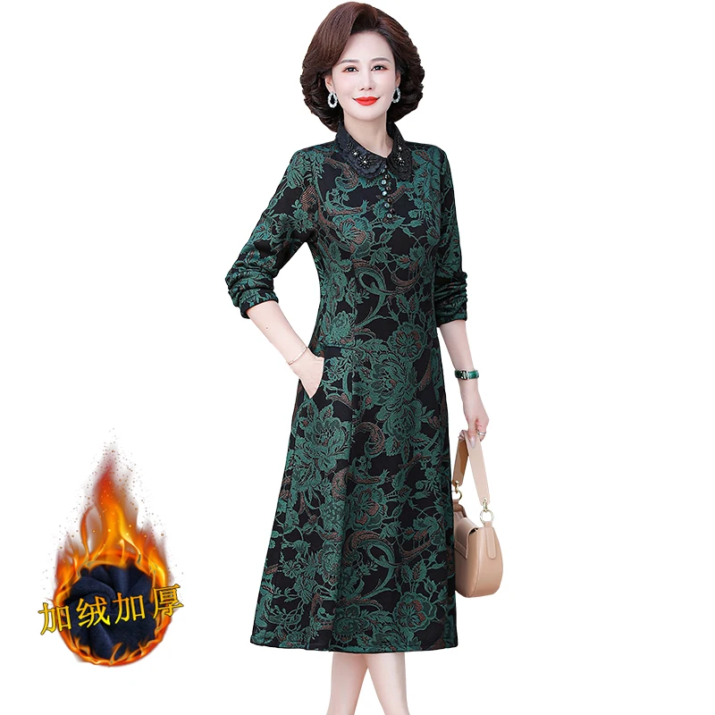 Autumn Winter Evening Turn Down Collar Party Dress Elegant Middle-aged Woman Plush Velvet Thick Retro Dress Party Dress
Autumn Winter Evening Turn Down Collar Party Dress Elegant Middle-aged Woman Plush Velvet Thick Retro Dress Party Dress