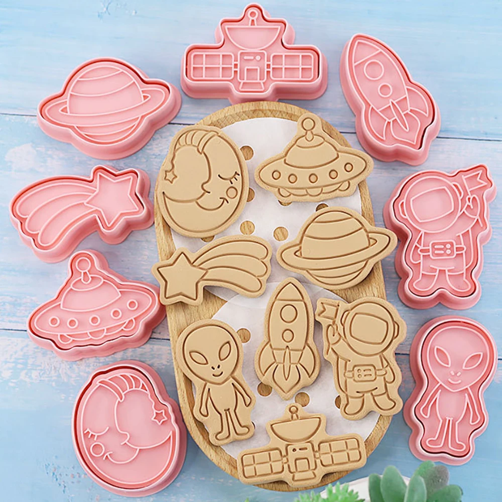 8Pcs/set Alien UFO Cartoon Cookie Cutters Plastic Pressable Biscuit Mold Fondant Cookie Stamp Kitchen Pastry Baking Tools
8Pcs/set Alien UFO Cartoon Cookie Cutters Plastic Pressable Biscuit Mold Fondant Cookie Stamp Kitchen Pastry Baking Tools