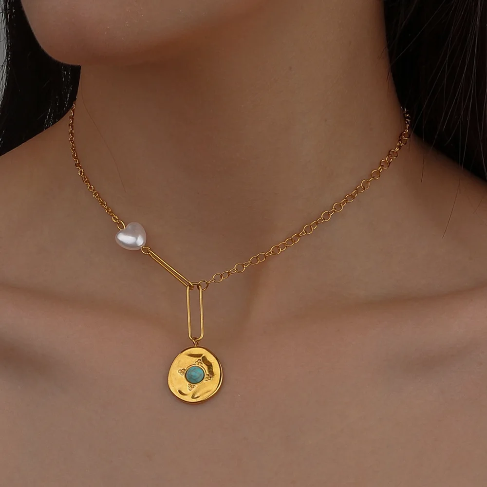 2022 New Fashion Personality Simple Gold Stainless Steel Love Coin Pendant Pearl Clavicle Necklace Female Jewelry Party Gift
2022 New Fashion Personality Simple Gold Stainless Steel Love Coin Pendant Pearl Clavicle Necklace Female Jewelry Party Gift