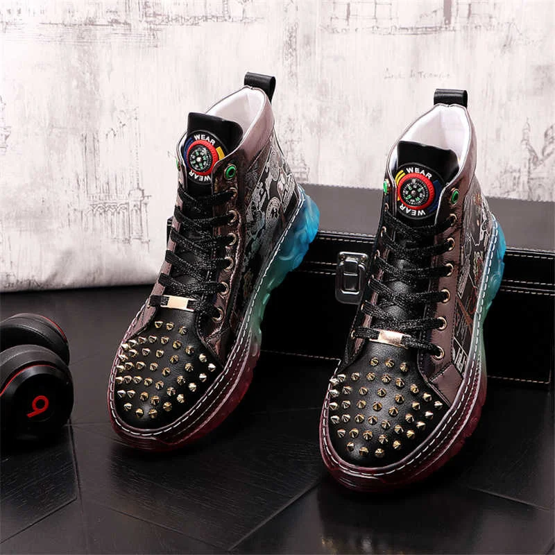 sneakers Fashion designer printing rivets punk ankle boots men casual maple shoes inside increase moccasins chaussure homme
sneakers Fashion designer printing rivets punk ankle boots men casual maple shoes inside increase moccasins chaussure homme