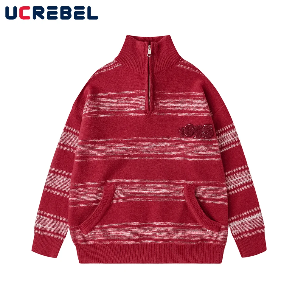 Striped Casual Sweater Mens Autumn Winter Loose Long Sleeve Hip Hop Turtleneck Half Zipper Knitted Sweater Men
Striped Casual Sweater Mens Autumn Winter Loose Long Sleeve Hip Hop Turtleneck Half Zipper Knitted Sweater Men