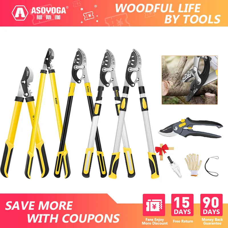 ASOYOGA Garden Long Pruning Shears Set Telescopic Pruner Ratchet Branch Cutter Powerful Pruner Gardening Hand Tools Professional
ASOYOGA Garden Long Pruning Shears Set Telescopic Pruner Ratchet Branch Cutter Powerful Pruner Gardening Hand Tools Professional