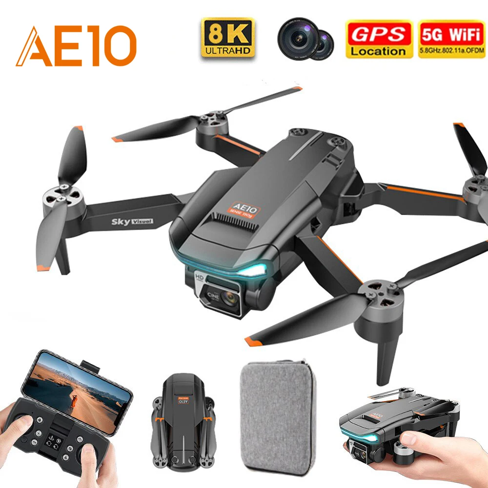 AE10 MINI GPS Drone 8K Profesional 90 Degree Adjustable Dual HD Camera RC Helicopter WIFI Brushless Motor RC Plane Quadcopter
AE10 MINI GPS Drone 8K Profesional 90 Degree Adjustable Dual HD Camera RC Helicopter WIFI Brushless Motor RC Plane Quadcopter