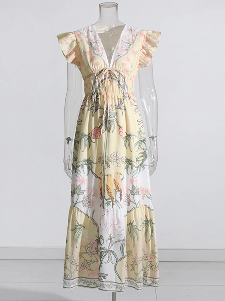 DesireFair Summer Vintage Style Print 2023 Summer V-neck Fly Fly Sleeve Tied Design Mid-Waist Print Dress Women
DesireFair Summer Vintage Style Print 2023 Summer V-neck Fly Fly Sleeve Tied Design Mid-Waist Print Dress Women