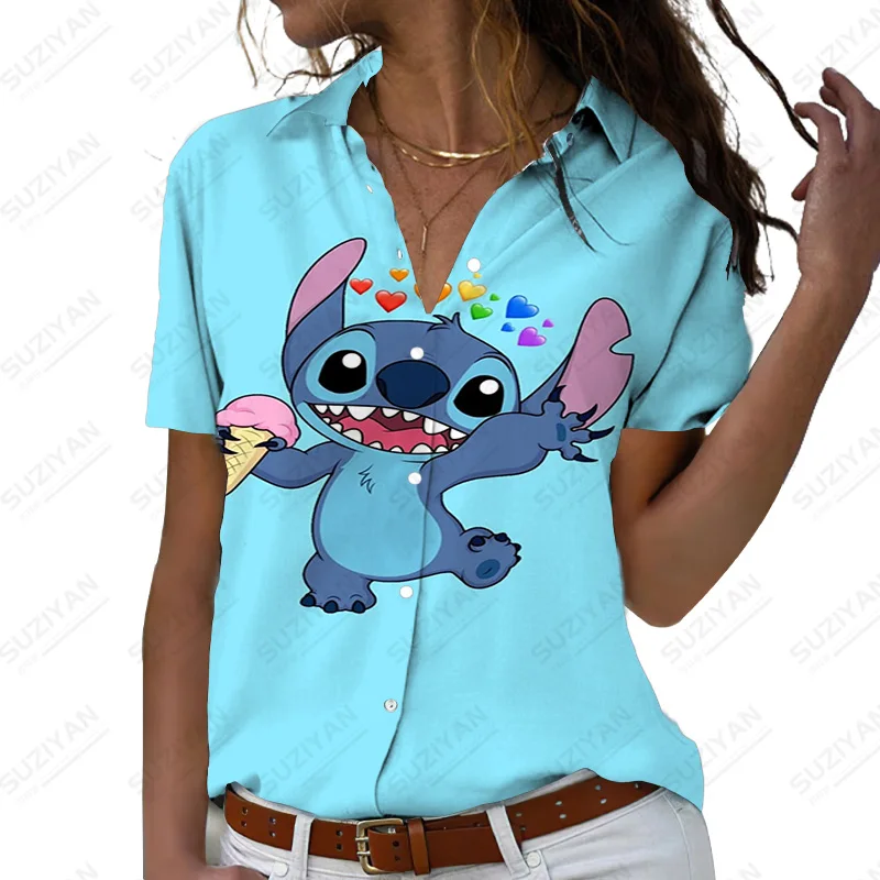 Блузка женская с коротким рукавом, на пуговицах, с принтом 
Блузка женская с коротким рукавом, на пуговицах, с принтом