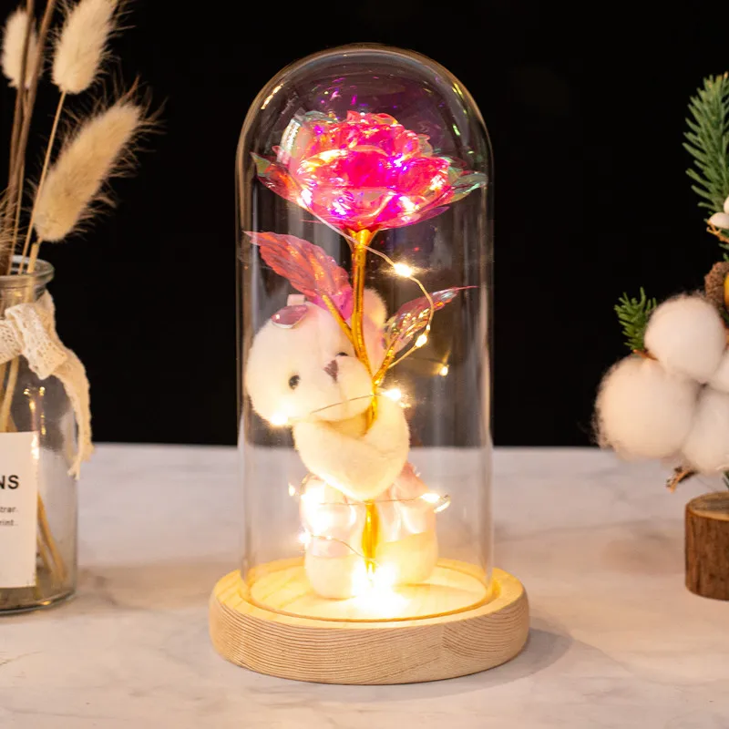 Eternal Rose Lovely Bear Glass Cover Simulation Flower Night Light LED Gold Foil Creative Desktop Decoration Birthday Gift
Eternal Rose Lovely Bear Glass Cover Simulation Flower Night Light LED Gold Foil Creative Desktop Decoration Birthday Gift