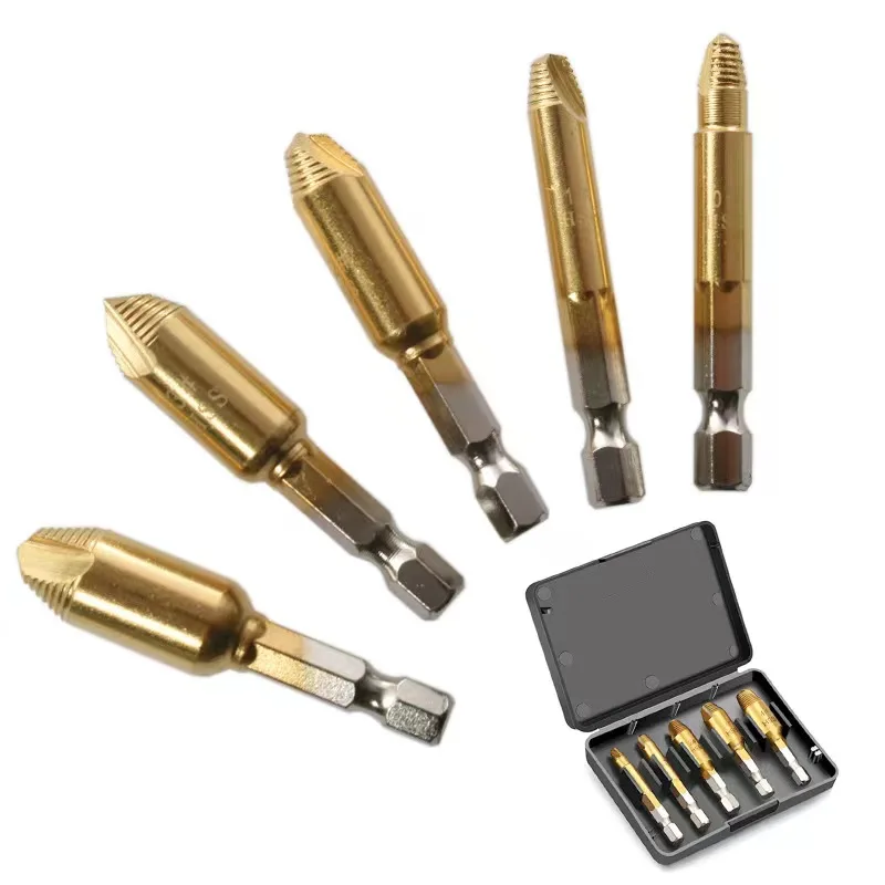 5Pcs Hex Shank Damaged Screw Extractor Drill Bits Guide Set Broken Speed Out Stud Stripped Screw Remover Tool
5Pcs Hex Shank Damaged Screw Extractor Drill Bits Guide Set Broken Speed Out Stud Stripped Screw Remover Tool