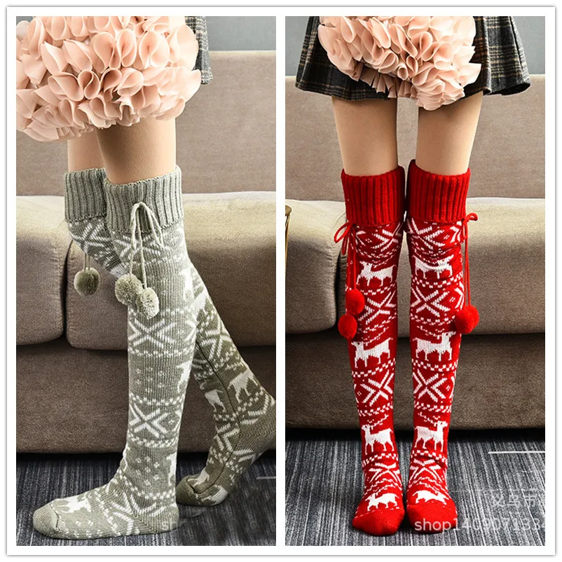 Woman Knitted Knee High Socks Red Christmas Stocking Long Tube Thigh High Socks Leggings for Women Winter Warm Xmas Socks Gifts
Woman Knitted Knee High Socks Red Christmas Stocking Long Tube Thigh High Socks Leggings for Women Winter Warm Xmas Socks Gifts