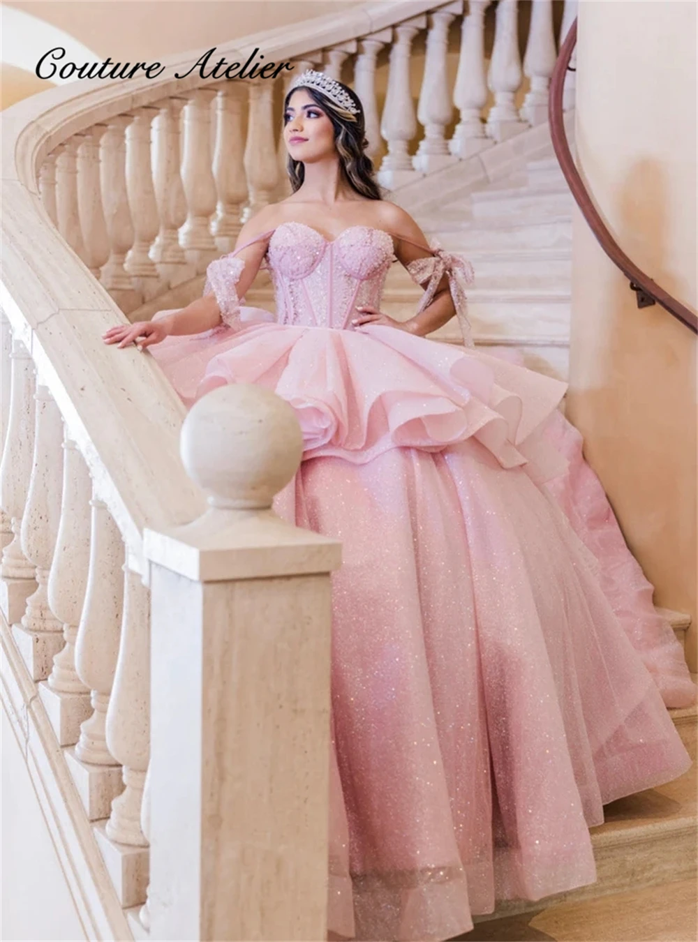 Shinny Ruffels Quinceanera Dresses 15 years pink stick Off The Shoulder Bow Sweet 16 Dresses Ball Gown Birthday Gowns Lace-up
Shinny Ruffels Quinceanera Dresses 15 years pink stick Off The Shoulder Bow Sweet 16 Dresses Ball Gown Birthday Gowns Lace-up
