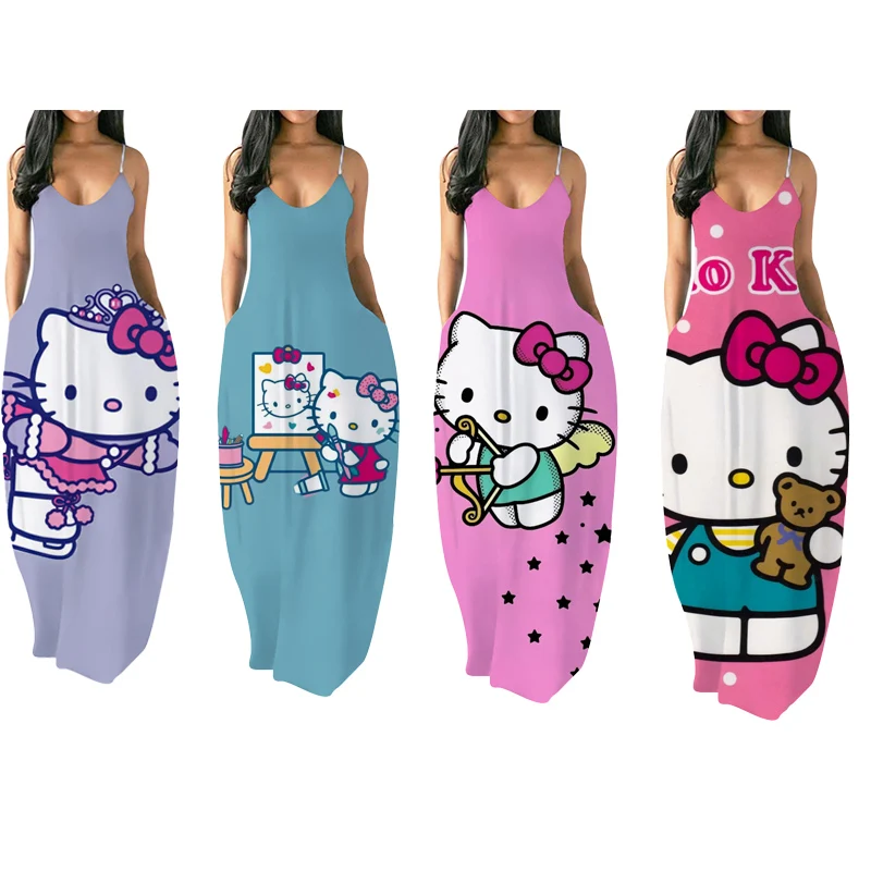 Sanrio Hellokitty Cute Kawaii Toys Pocket Women's Dress Summer 3D Printing Kt Cat Beach Dress Suspender Skirt Cartoon Anime Gift
Sanrio Hellokitty Cute Kawaii Toys Pocket Women's Dress Summer 3D Printing Kt Cat Beach Dress Suspender Skirt Cartoon Anime Gift