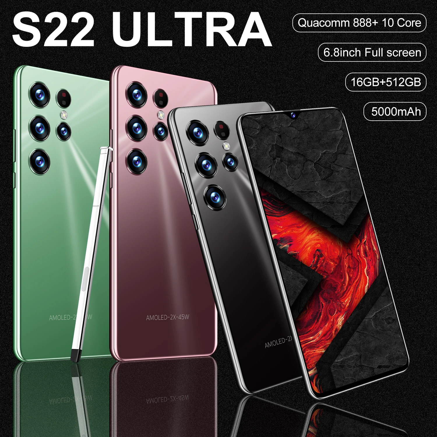 Смартфон S22 Ultra, оригинальный, 4G, телефон с двумя Sim-картами, экран 6,8 HD, Android 12, сотовый телефон с камерой 32 Мп + 64 мп, разблокированные мобильные ...
Смартфон S22 Ultra, оригинальный, 4G, телефон с двумя Sim-картами, экран 6,8 HD, Android 12, сотовый телефон с камерой 32 Мп + 64 мп, разблокированные мобильные ...