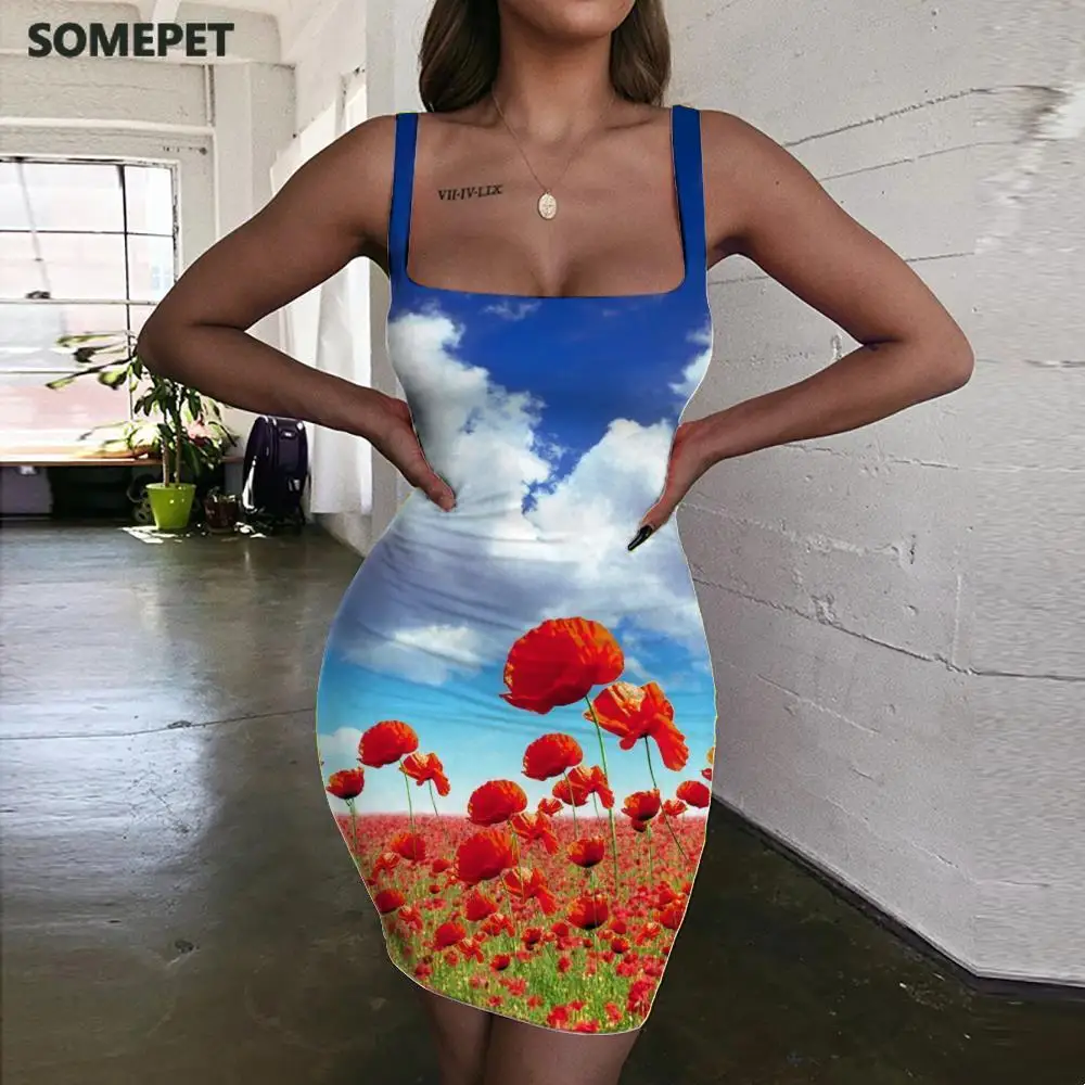 SOMEPET Poppy Flowers Dresses Women Flower Dress Bodycon Dress Fascinating 3d Print Colorful Vestido Sexy Womens Clothing Summer
SOMEPET Poppy Flowers Dresses Women Flower Dress Bodycon Dress Fascinating 3d Print Colorful Vestido Sexy Womens Clothing Summer