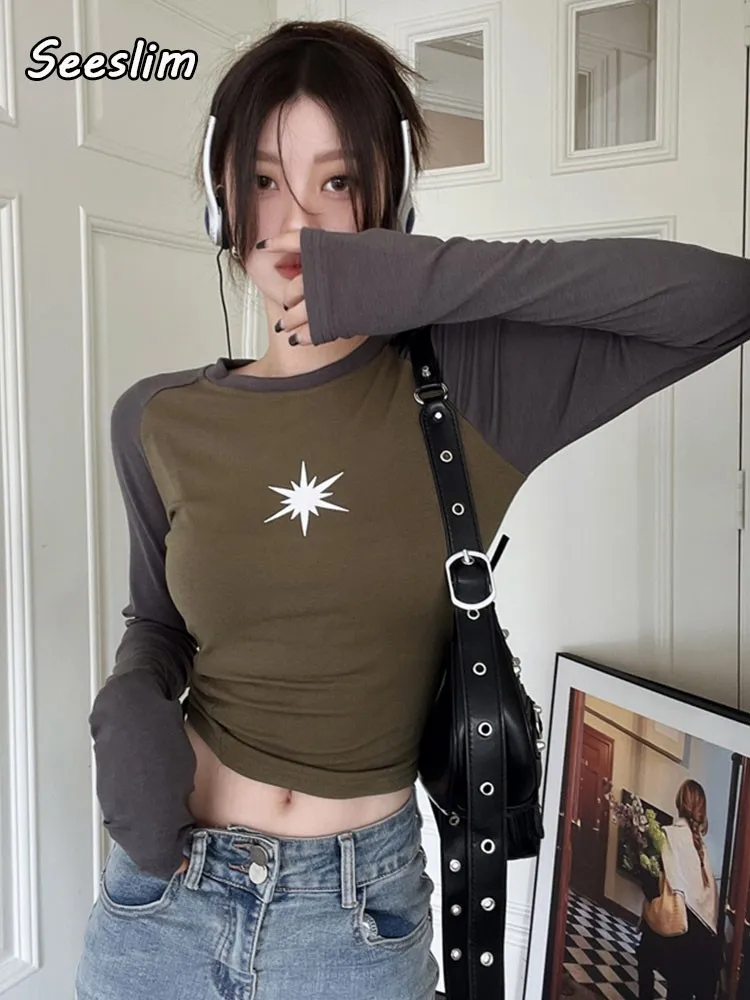 Seeslim Grunge Aesthetic T Shirt Women Patchwork Y2k Vintage Crop Tops American Retro Tshirts Autumn Winter Tee Top Streetwear
Seeslim Grunge Aesthetic T Shirt Women Patchwork Y2k Vintage Crop Tops American Retro Tshirts Autumn Winter Tee Top Streetwear