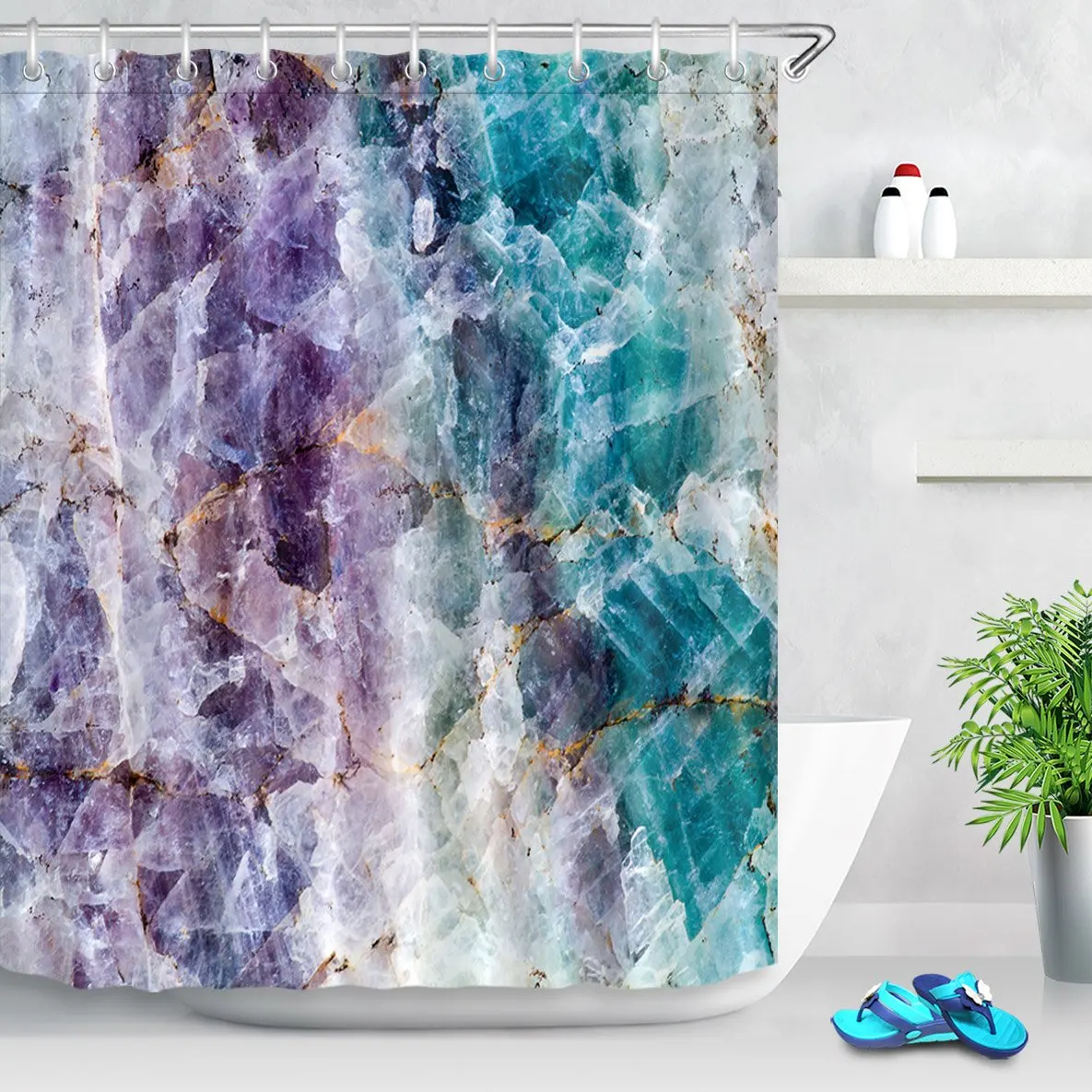 Purple Crystal Marble Abstract Shower Curtain for Bathroom Turquoise Teal Mineral Rock Texture Modern Shower Curtain
Purple Crystal Marble Abstract Shower Curtain for Bathroom Turquoise Teal Mineral Rock Texture Modern Shower Curtain