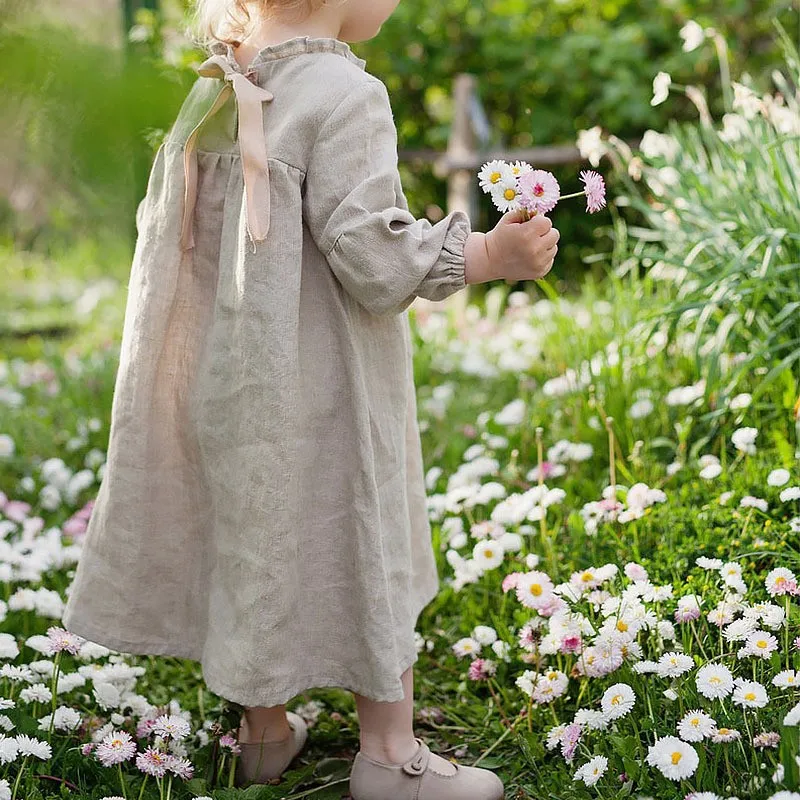 Autumn Rustic Style Girls Long-Sleeved Linen Dress 2023 New Children's Wooden Ear Collar Back Ties Casual Loose Princess Dresses
Autumn Rustic Style Girls Long-Sleeved Linen Dress 2023 New Children's Wooden Ear Collar Back Ties Casual Loose Princess Dresses