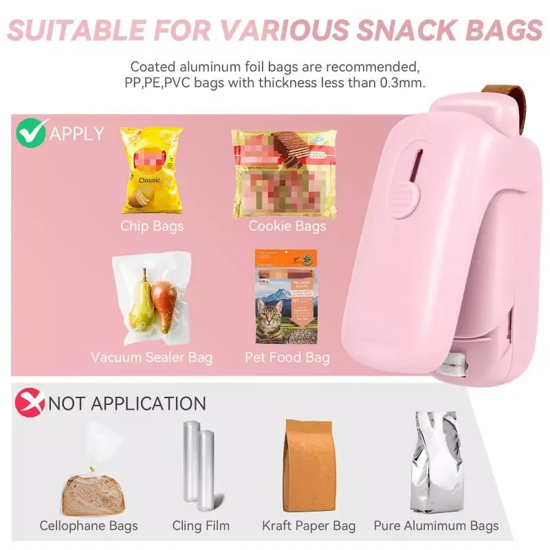 Portable Bag Heat Sealer Plastic Package Storage Bag Clip Mini Sealing Machine Handy Sticker Seal For Food Snack Kitchen Gadgets
Portable Bag Heat Sealer Plastic Package Storage Bag Clip Mini Sealing Machine Handy Sticker Seal For Food Snack Kitchen Gadgets