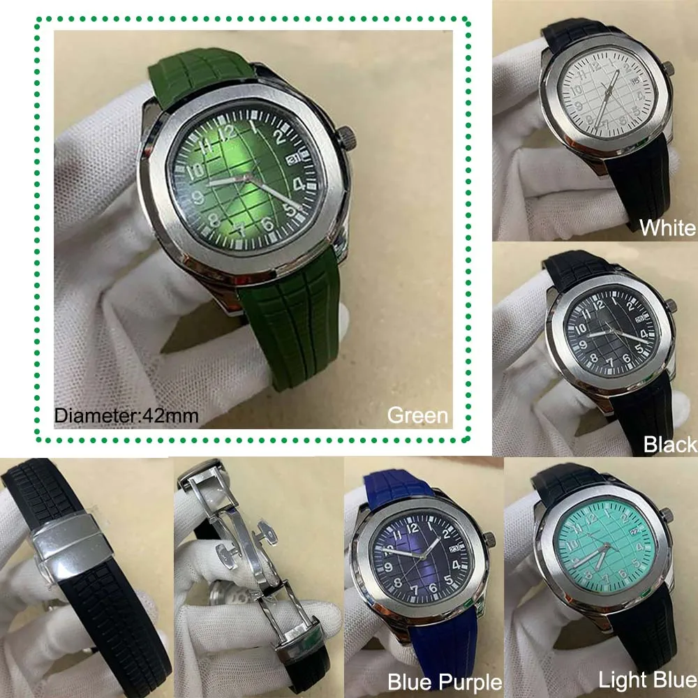 42mm Men Watch Sapphire Glass Stainless Steel Case Rubber Strap NH35 Movement Automatic Mechanical Watches for Man Gift
42mm Men Watch Sapphire Glass Stainless Steel Case Rubber Strap NH35 Movement Automatic Mechanical Watches for Man Gift