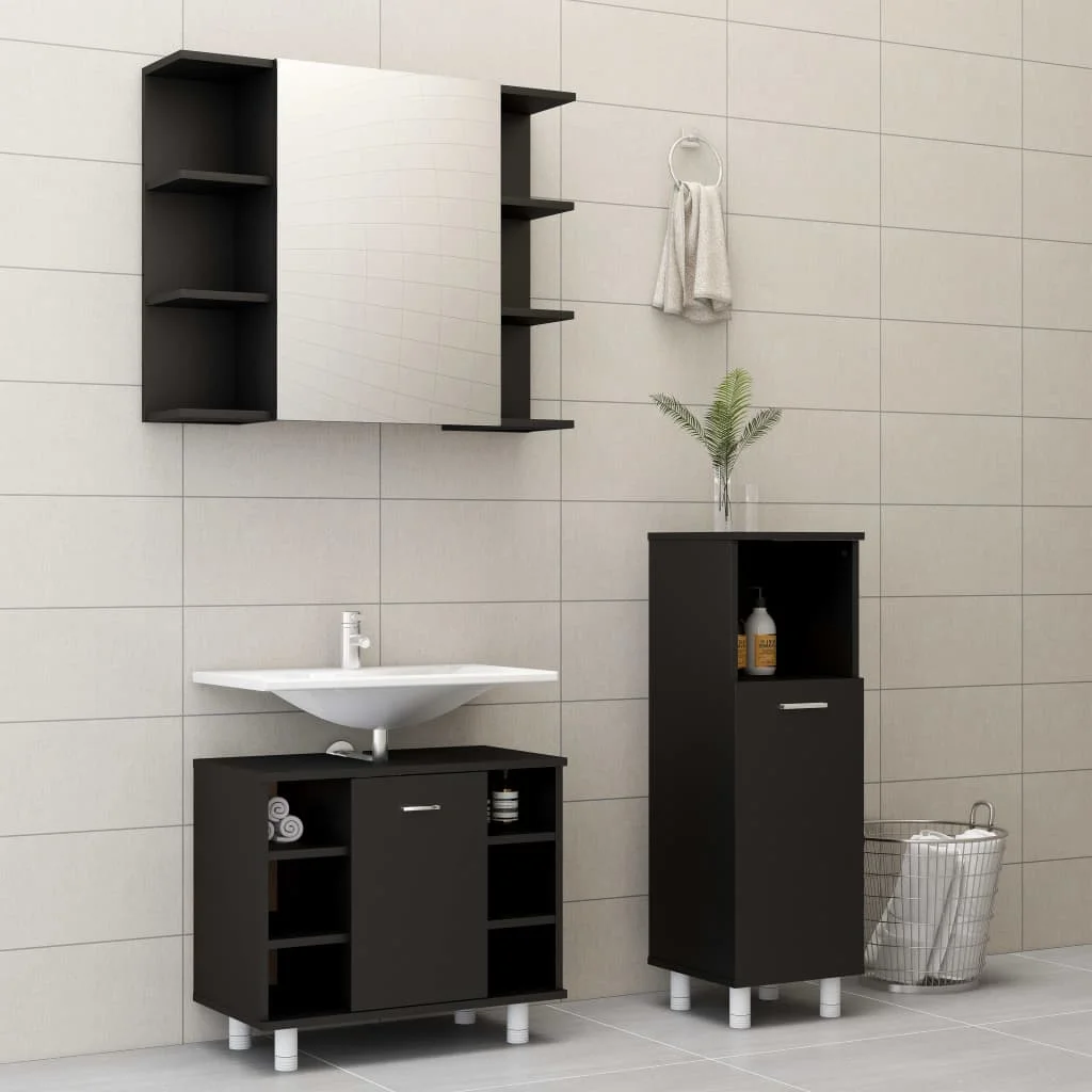 3 Piece Bathroom Furniture Set, Chipboard Bathroom Cabinet, Bathroom Furntain Black A
3 Piece Bathroom Furniture Set, Chipboard Bathroom Cabinet, Bathroom Furntain Black A