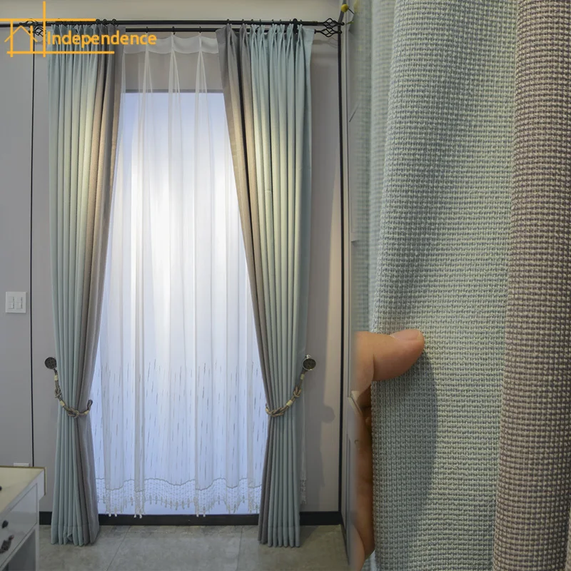 Custom light luxury curtains for living room bedroom modern minimalist stitching blue blackout study new high end Popularity rhj
Custom light luxury curtains for living room bedroom modern minimalist stitching blue blackout study new high end Popularity rhj