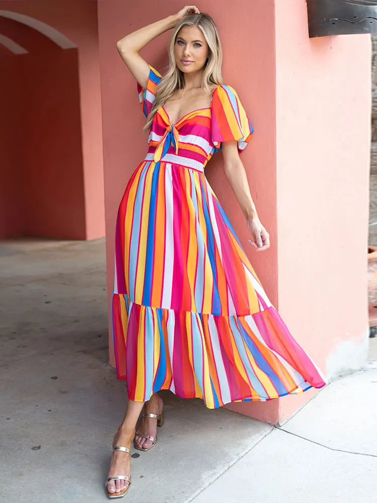 Multicolor Striped Puff Sleeve Square Neck Dress 2023 Summer Women Holiday Long A-line Dress Romantic Beach Dress Vestidos A1239
Multicolor Striped Puff Sleeve Square Neck Dress 2023 Summer Women Holiday Long A-line Dress Romantic Beach Dress Vestidos A1239