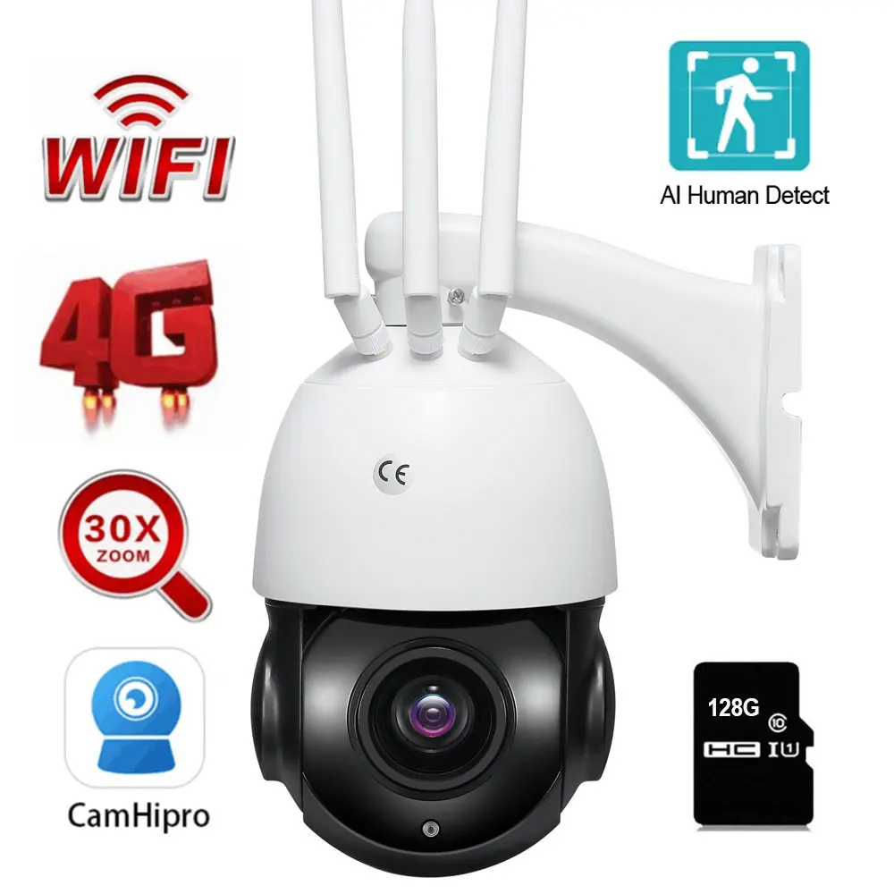 Outdoor WIFI IP Camera 5MP 4G Sim Card AI Auto Tracking 30X Zoom PTZ Speed Dome Two Way Audio IR 80m Surveillance Camera CamhiPr
Outdoor WIFI IP Camera 5MP 4G Sim Card AI Auto Tracking 30X Zoom PTZ Speed Dome Two Way Audio IR 80m Surveillance Camera CamhiPr