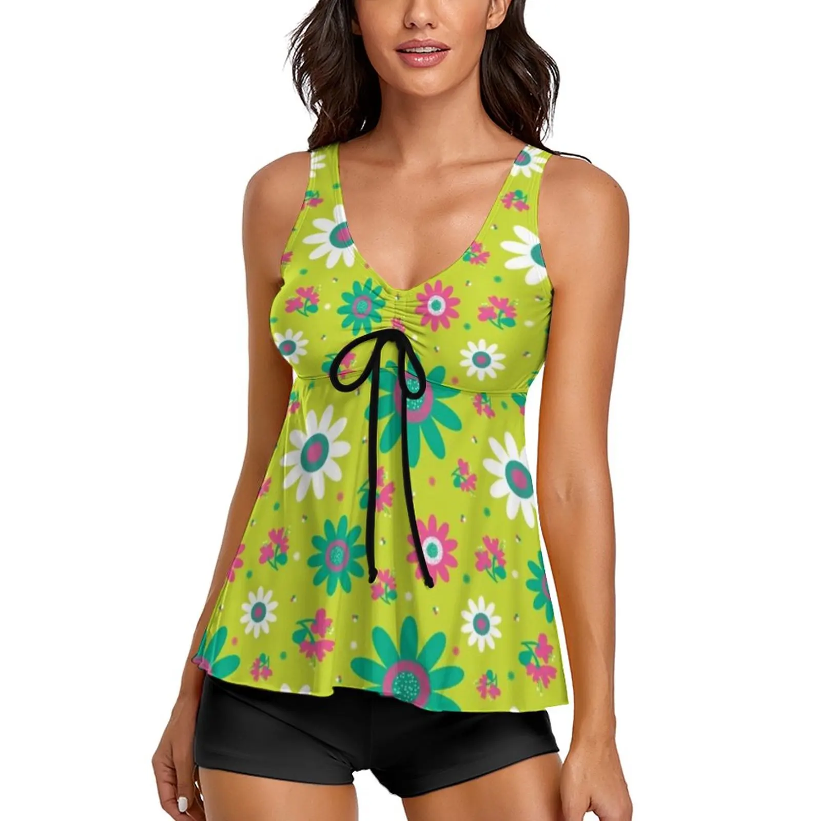 Retro Peace 60s Tankini Swimsuit Sunflower Floral Print Stylish Swimwear 2 Piece Rave Bathing Suit High Waist Bathing Beachwear
Retro Peace 60s Tankini Swimsuit Sunflower Floral Print Stylish Swimwear 2 Piece Rave Bathing Suit High Waist Bathing Beachwear