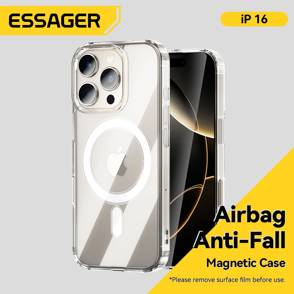 Магнитный прозрачный чехол Essager Magesafe с беспроводной зарядкой для iPhone 16 Plus Pro Max
