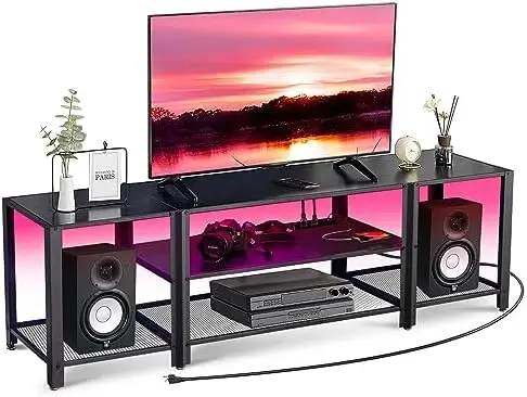 TV Stand with Power Outlet for 55/65/70/75 inch TVs, 3-Tier Entertainment Center, TV Console Table with Open Storage Shelves, Wo
TV Stand with Power Outlet for 55/65/70/75 inch TVs, 3-Tier Entertainment Center, TV Console Table with Open Storage Shelves, Wo