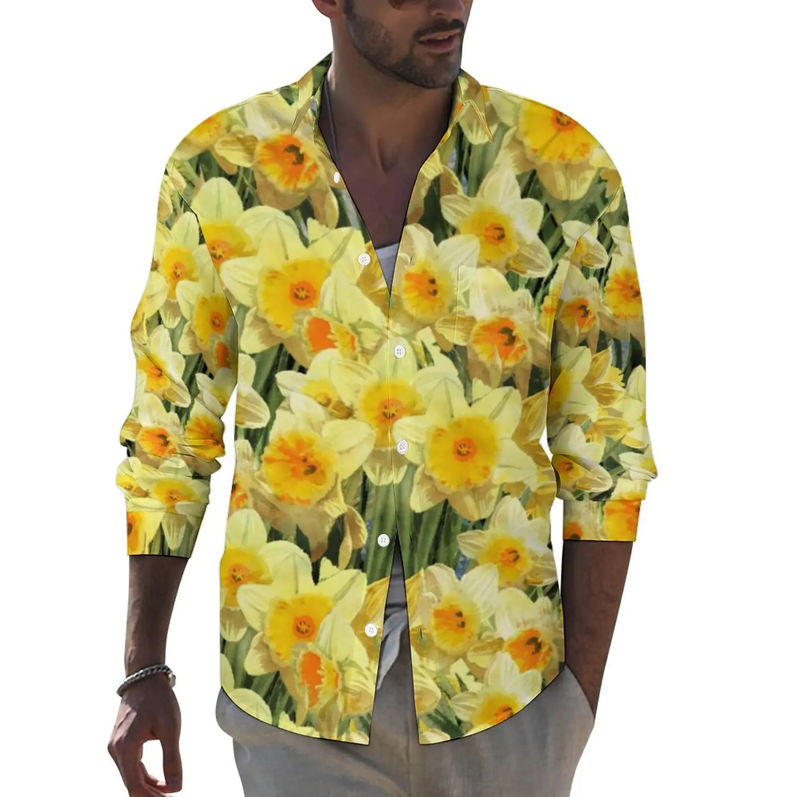 Elegant Flower Print Shirt Men Yellow Daffodil Casual Shirts Autumn Stylish Design Blouses Long Sleeve Fashion Oversized Clothes
Elegant Flower Print Shirt Men Yellow Daffodil Casual Shirts Autumn Stylish Design Blouses Long Sleeve Fashion Oversized Clothes
