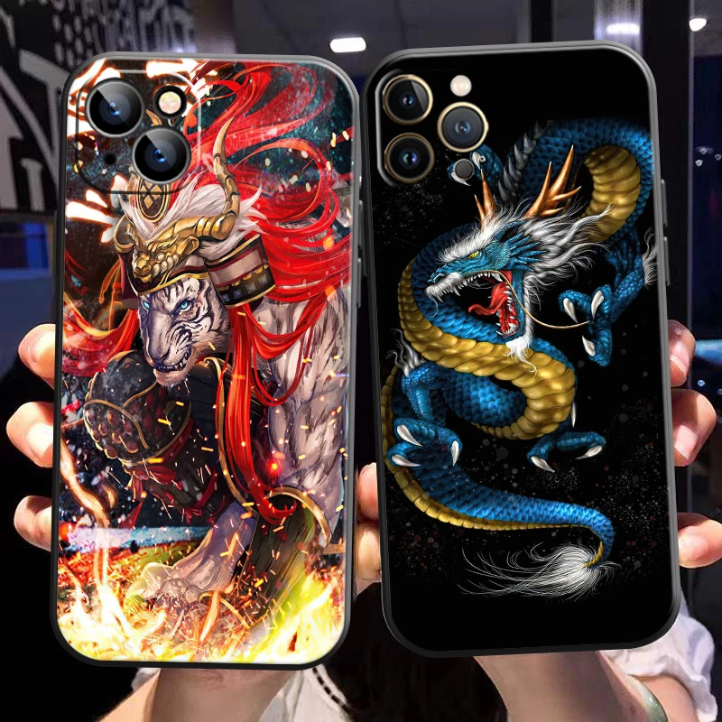 

Fashion Dragon God Tiger For Apple iPhone 13 12 11 Pro 12 13 Mini X XR XS Max 5 6 6S 7 8 Plus SE2020 Phone Case Black Carcasa