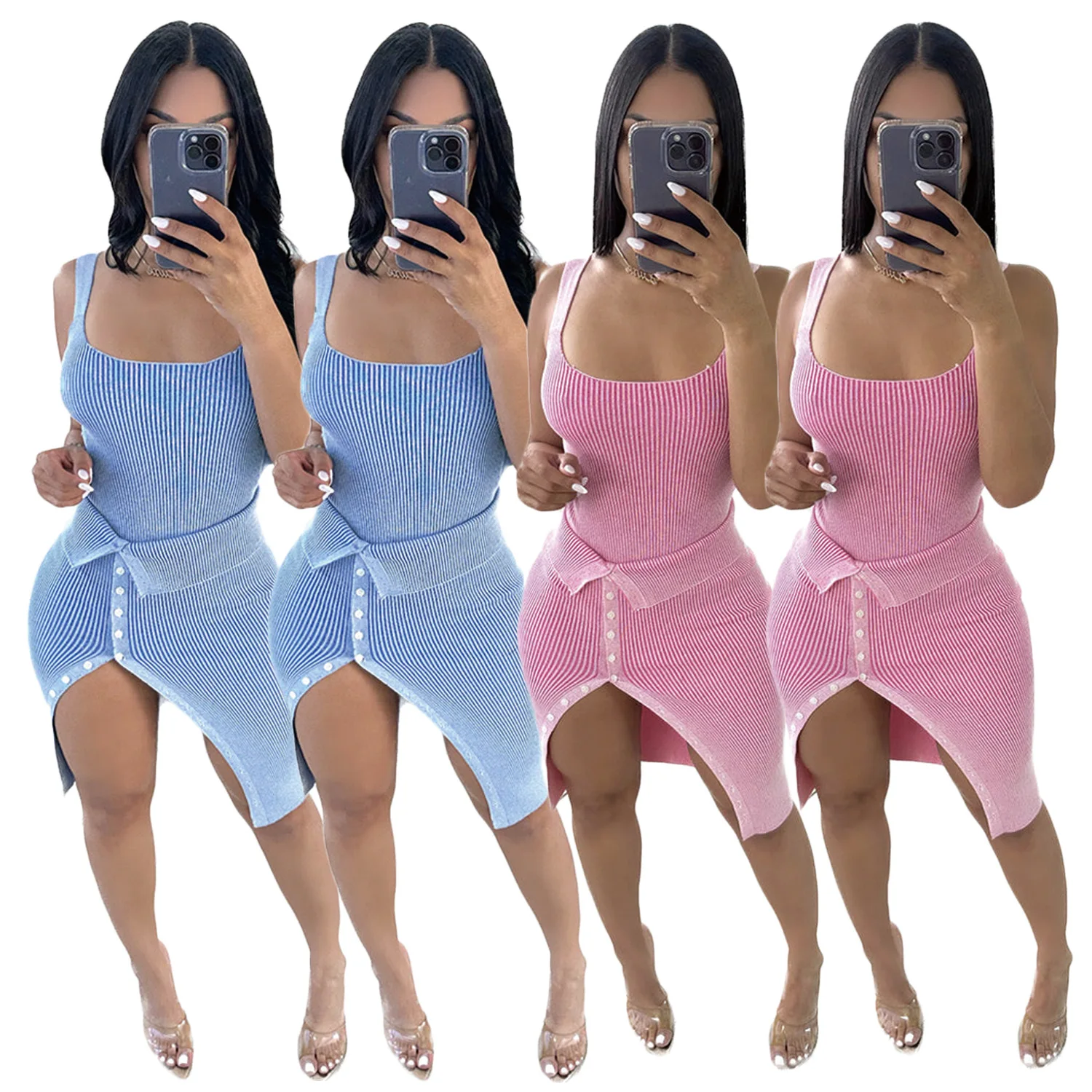 Sexy Ribbed Bodysuit and Irrefular Skirt Two Piece Y2K Women Matching Set Skinny Outfits Button Up Split Skirts Streetwear Suits
Sexy Ribbed Bodysuit and Irrefular Skirt Two Piece Y2K Women Matching Set Skinny Outfits Button Up Split Skirts Streetwear Suits