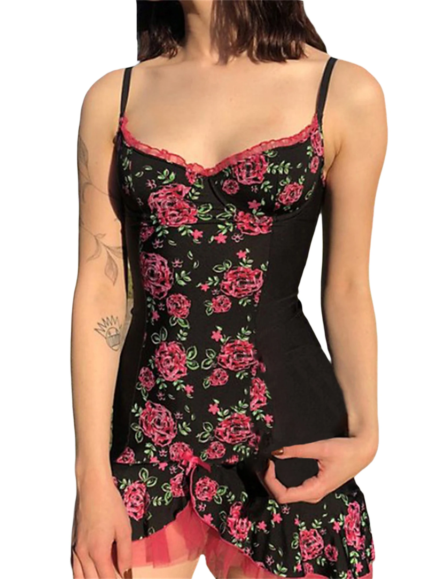 Summer Floral Print Mini Dress Y2K Lace Trim Fairycore Aesthetic Sleeveless Sexy Party Dresses Women Outfits
Summer Floral Print Mini Dress Y2K Lace Trim Fairycore Aesthetic Sleeveless Sexy Party Dresses Women Outfits