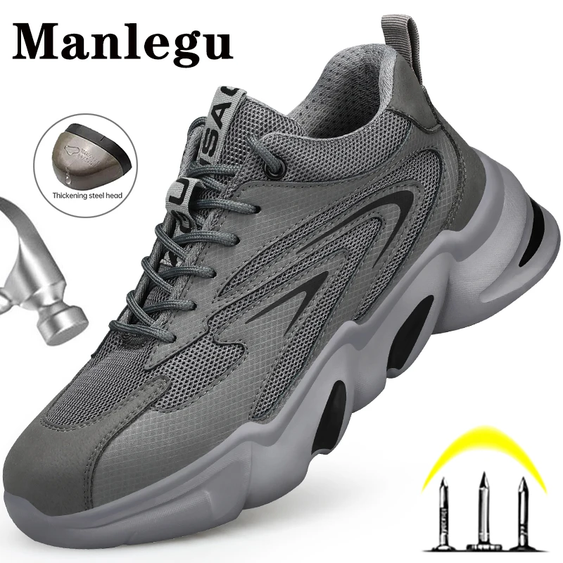 Lightweight Men Work Sneakers European Standard Steel Toe Shoes Work Safety Shoes Men Puncture-Proof Indestructible Shoes Gray
Lightweight Men Work Sneakers European Standard Steel Toe Shoes Work Safety Shoes Men Puncture-Proof Indestructible Shoes Gray