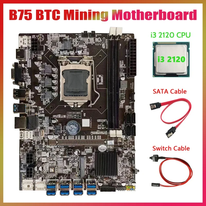 B75 BTC Mining Motherboard+I3 2120 CPU+SATA Cable+Switch Cable LGA1155 8XPCIE USB Adapter B75 USB BTC Miner Motherboard
B75 BTC Mining Motherboard+I3 2120 CPU+SATA Cable+Switch Cable LGA1155 8XPCIE USB Adapter B75 USB BTC Miner Motherboard