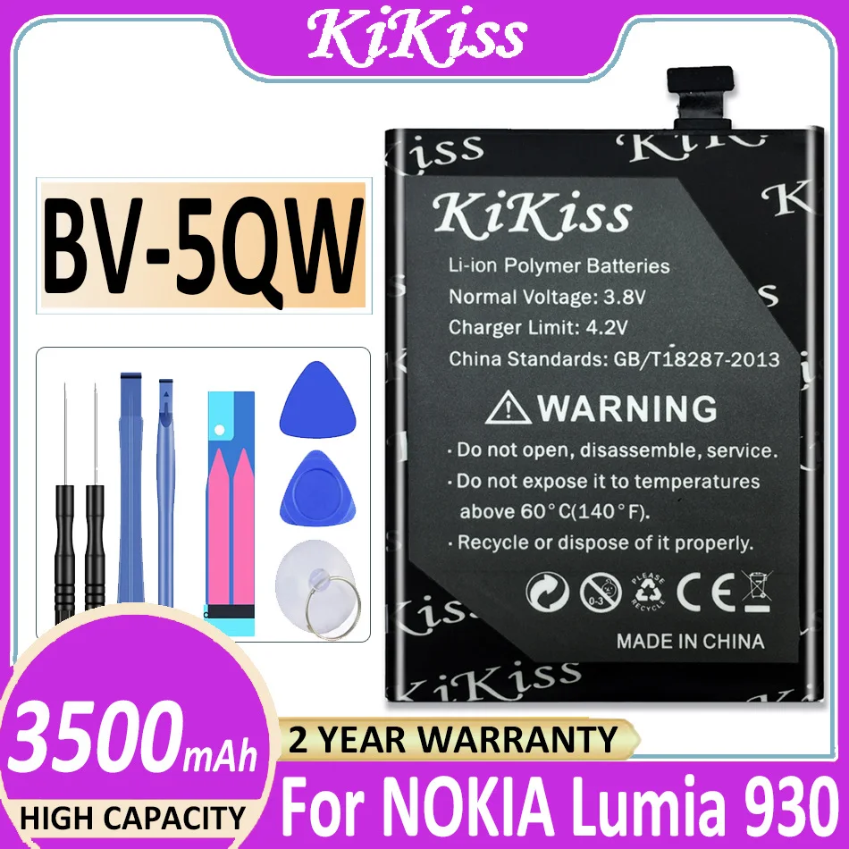 BV-5QW 3500mAh Replacement Battery For Nokia Lumia 930 929 RM927 Lumia930 BV5QW Li-Polymer Batteries + Tools
BV-5QW 3500mAh Replacement Battery For Nokia Lumia 930 929 RM927 Lumia930 BV5QW Li-Polymer Batteries + Tools