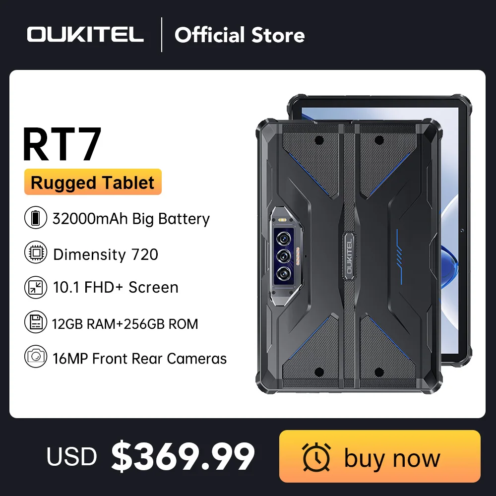 Oukitel RT7 TITAN 5G Rugged Tablet 10.1" FHD+ 32000mAh 24GB+256GB Android 13 Tablet 48MP+20MP Tablets PC
Oukitel RT7 TITAN 5G Rugged Tablet 10.1" FHD+ 32000mAh 24GB+256GB Android 13 Tablet 48MP+20MP Tablets PC