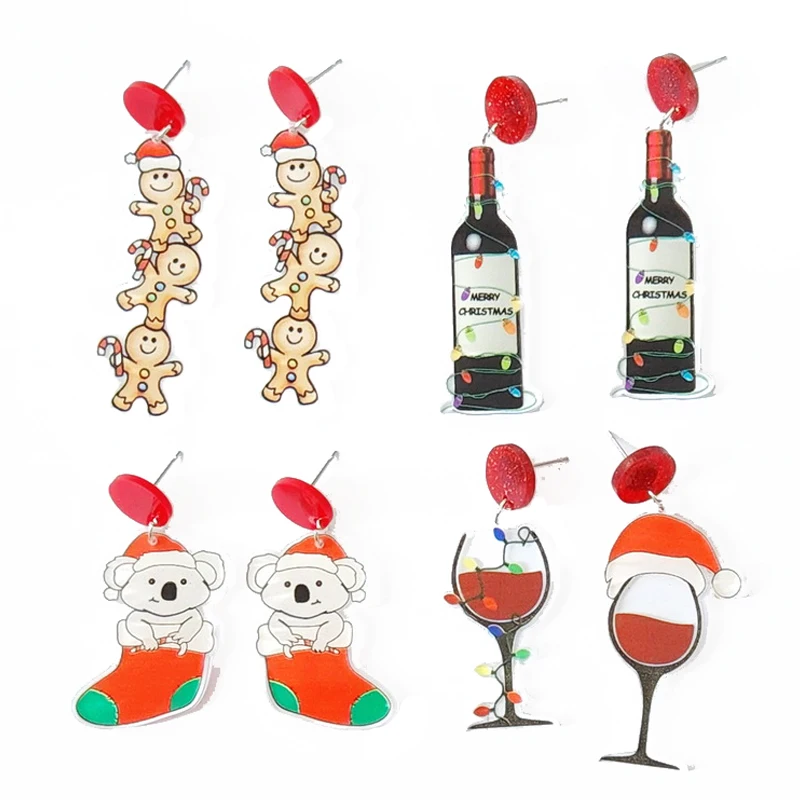Merry Christmas Earring Christmas Socks Sloth Three Gingerbread Men Wine Bottle Wine glass Acrylic Earrings For Women Wholesale
Merry Christmas Earring Christmas Socks Sloth Three Gingerbread Men Wine Bottle Wine glass Acrylic Earrings For Women Wholesale