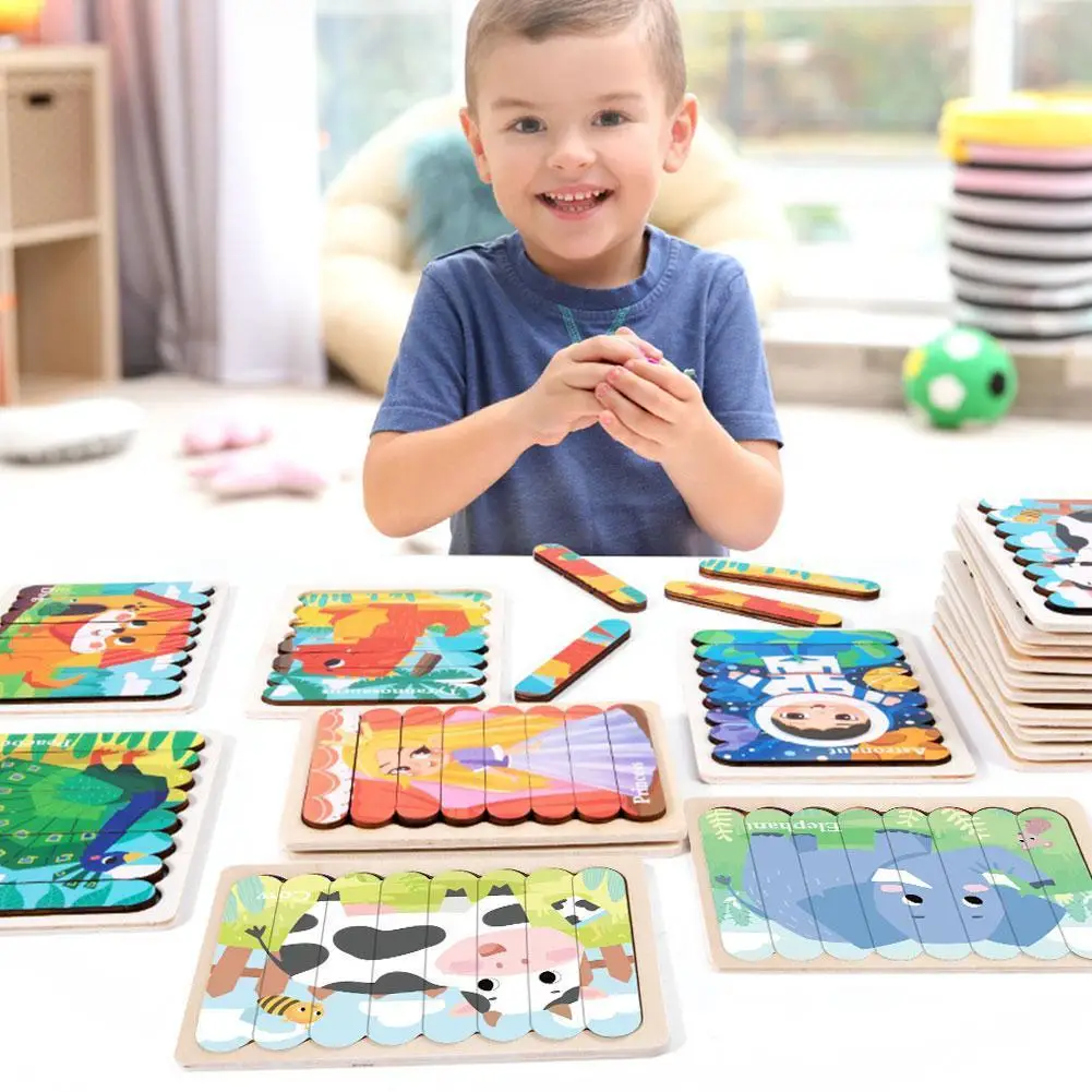 New Wooden Toy 3D Jigsaw Bar Puzzles Children Creative Story Double-Sided Stacking Matching Puzzle Early Educational Toys
New Wooden Toy 3D Jigsaw Bar Puzzles Children Creative Story Double-Sided Stacking Matching Puzzle Early Educational Toys