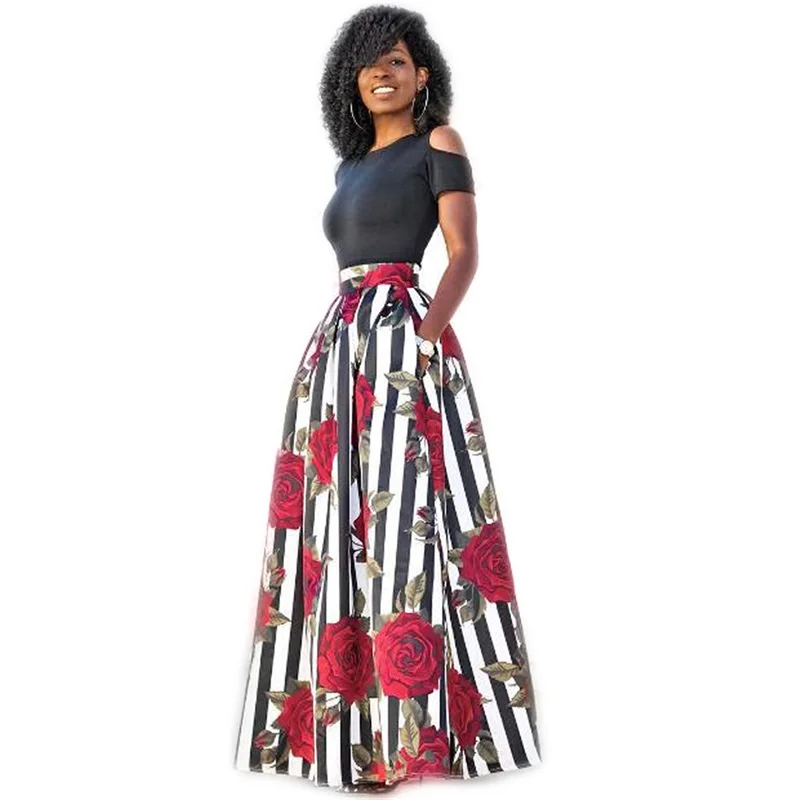 New Two Piece Casual Women Maxi Dresses Short Sleeve Black Top Long Rose Pattern Floral Dress Plus Size 5XL Vestidos Female
New Two Piece Casual Women Maxi Dresses Short Sleeve Black Top Long Rose Pattern Floral Dress Plus Size 5XL Vestidos Female